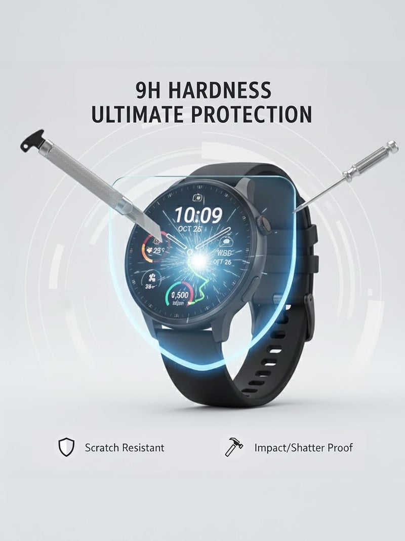 iDaPro [4Pcs Screen Protector for Garmin Forerunner 165 / Forerunner 165 Music,Tempered Glass,9H Hardness,Anti-Scratch,Anti-Bubble,Easy Installation - Image 2